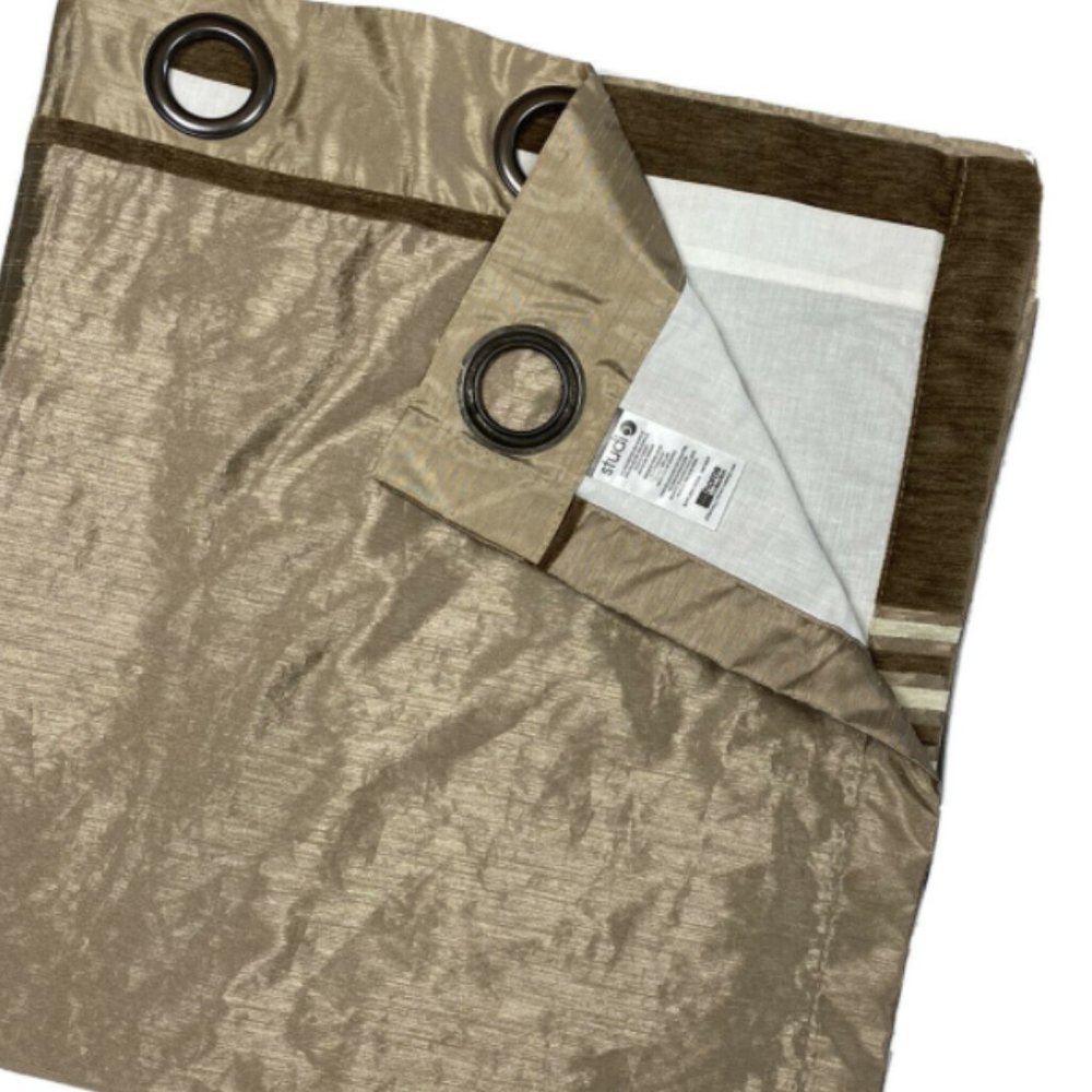 Discontinued Luxury Curtain Panel Brown Silk Long - Picture 4 of 8